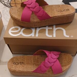 Earth Womens Scotti Pink Slip On Platform Sandals NWB